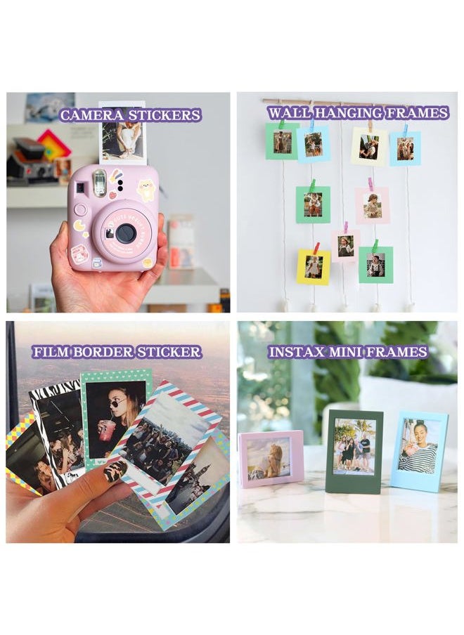 Accessories Kit for Fujifilm Instax Mini 12 Instant Camera Case + Album for Mini 3 Inch Film + Color Filters + Photo Album & Frames + Wall Hanging Frame + DIY Sticker (Shiny Pink)
