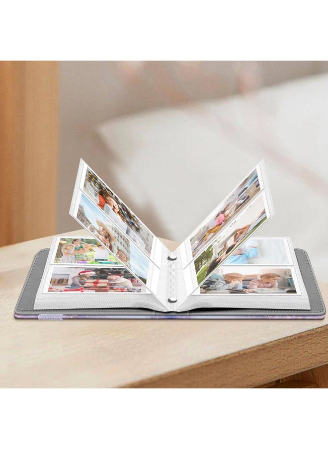 Instax Mini Photo Album for 2x3-Inch Film - 104 Pockets Small Albums for Fujifilm Instax Mini 12/11/99/40/7+/EVO/LiPlay/Link 3-2-1 Instant Camera/Polaroid Hi-Print Printer, Lilac marble