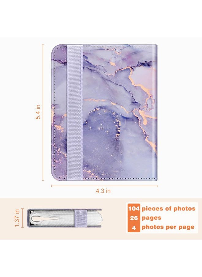 Instax Mini Photo Album for 2x3-Inch Film - 104 Pockets Small Albums for Fujifilm Instax Mini 12/11/99/40/7+/EVO/LiPlay/Link 3-2-1 Instant Camera/Polaroid Hi-Print Printer, Lilac marble