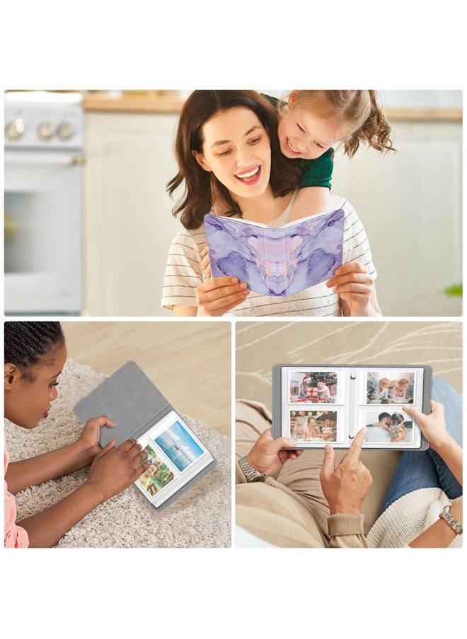 Instax Mini Photo Album for 2x3-Inch Film - 104 Pockets Small Albums for Fujifilm Instax Mini 12/11/99/40/7+/EVO/LiPlay/Link 3-2-1 Instant Camera/Polaroid Hi-Print Printer, Lilac marble