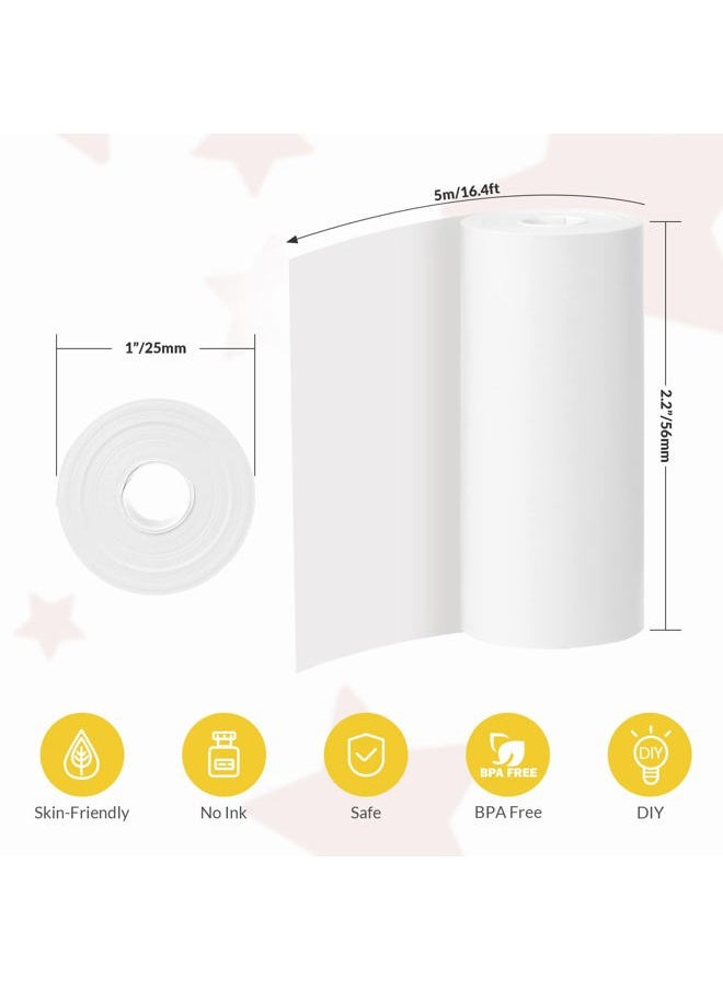 Mafiti 5 Rolls Kids Instant Camera Refill Print Paper for K27/D101/Q5 Kids Camera Instant Print-Photo Print Thermal Paper Compatible With Most Kids Camera Instant Print,2.2 x1 Inch,White