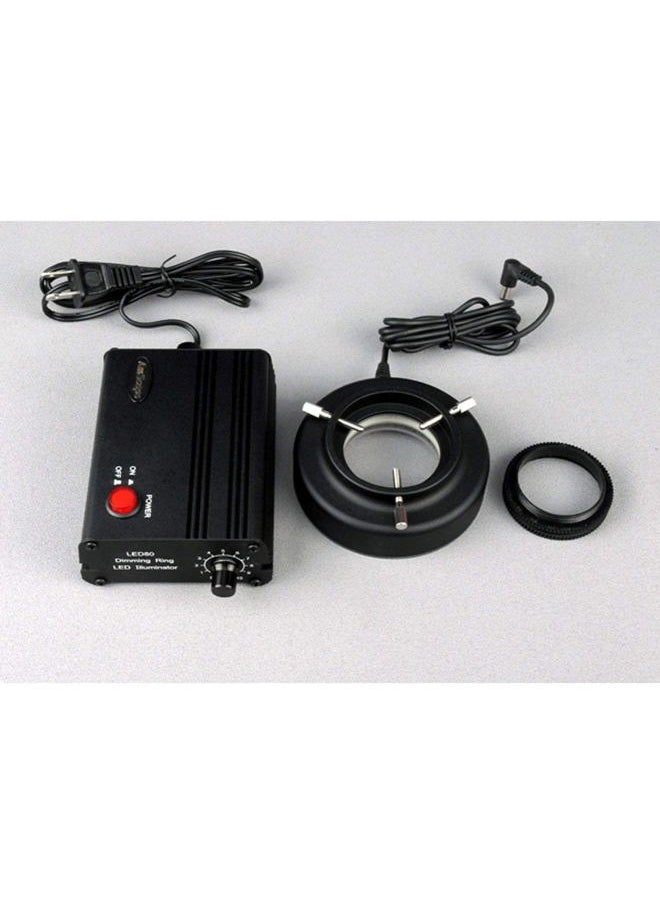 LED-80MB 80-LED Microscope Ring Light Black with Metal Body and Adapter