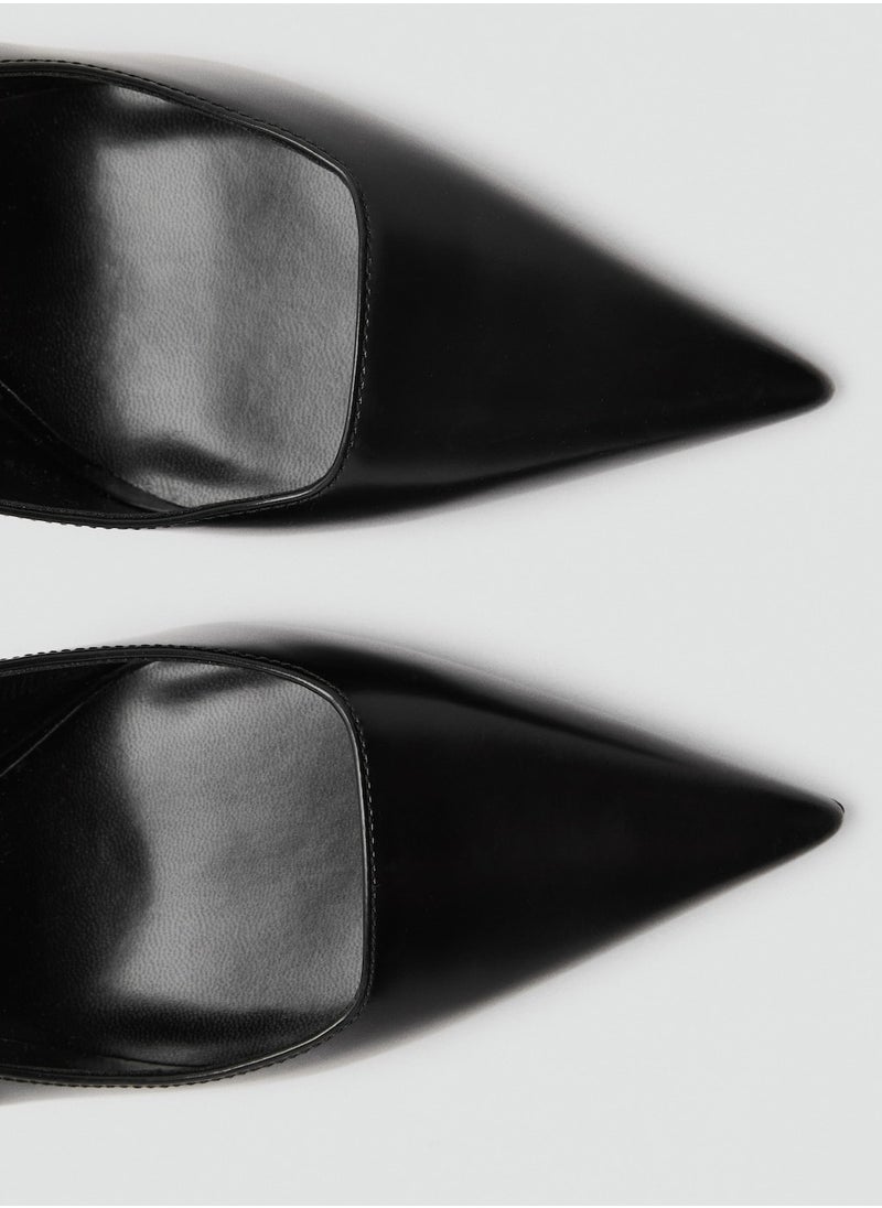 Pointed-Toe Leather Heeled Shoes