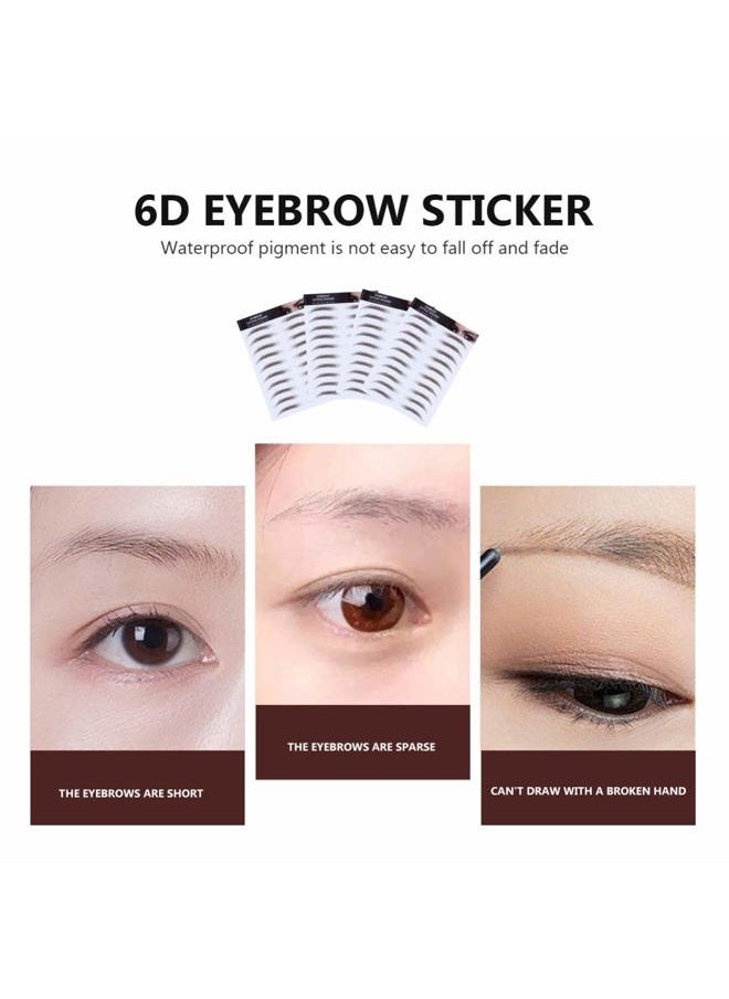 4 Sheets Eyebrow Tattoo Stickers, 6D Hair Eyebrows, Brown 02