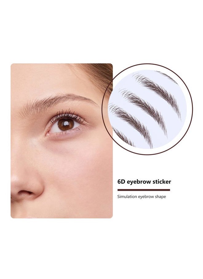 4 Sheets Eyebrow Tattoo Stickers, 6D Hair Eyebrows, Brown 02