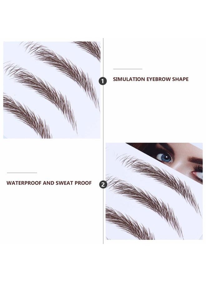 4 Sheets Eyebrow Tattoo Stickers, 6D Hair Eyebrows, Brown 02
