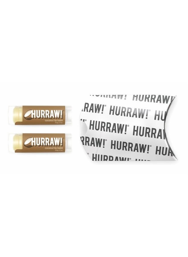 Hurraw! Coconut Lip Balm, 2 Pack: Organic, Certified Vegan, Cruelty and Gluten Free. Non-GMO, 100% Natural Ingredients. Bee, Shea, Soy and Palm Free. Made in USA