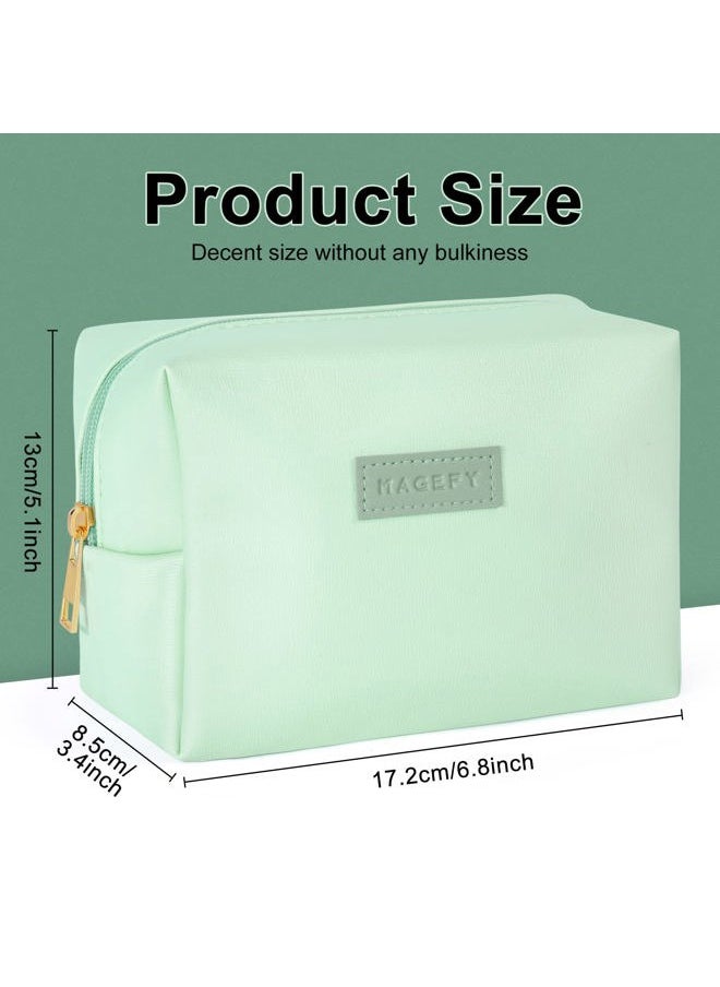 Makeup Bag Small Cosmetic Bags,Travel Makeup Bag Zipper Makeup Pouch PU Leather Portable Waterproof Travel Makeup Pouch for Women(Green)