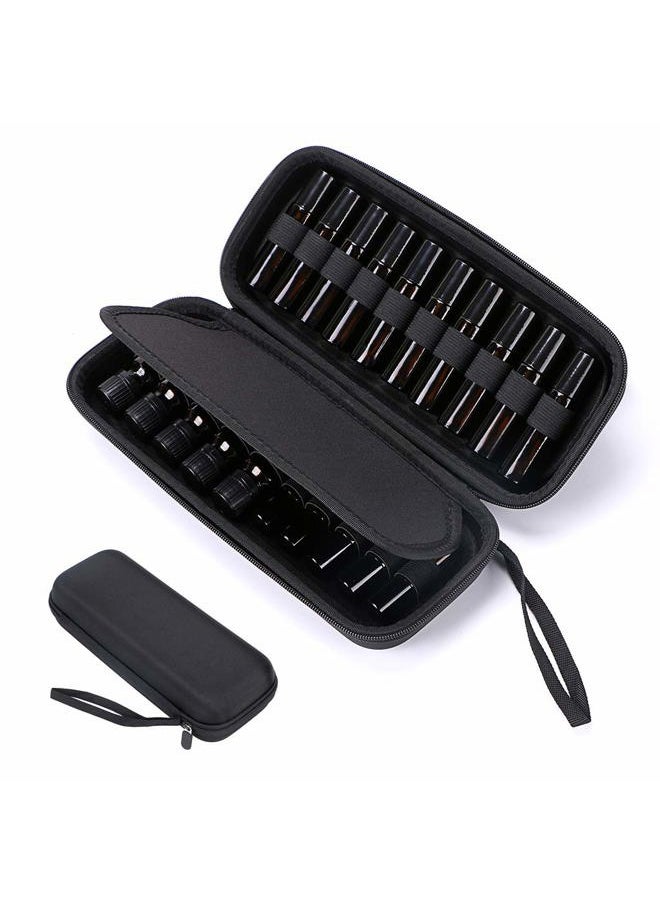 EVA Essential Oils Carrying Case Organizer for 20 Bottles 5ml 10ml Standard and Rollers Bottles Portable Hard Shell Essential Oils Travel Bag Holder for Essential Oils Bottle Storage (Black)