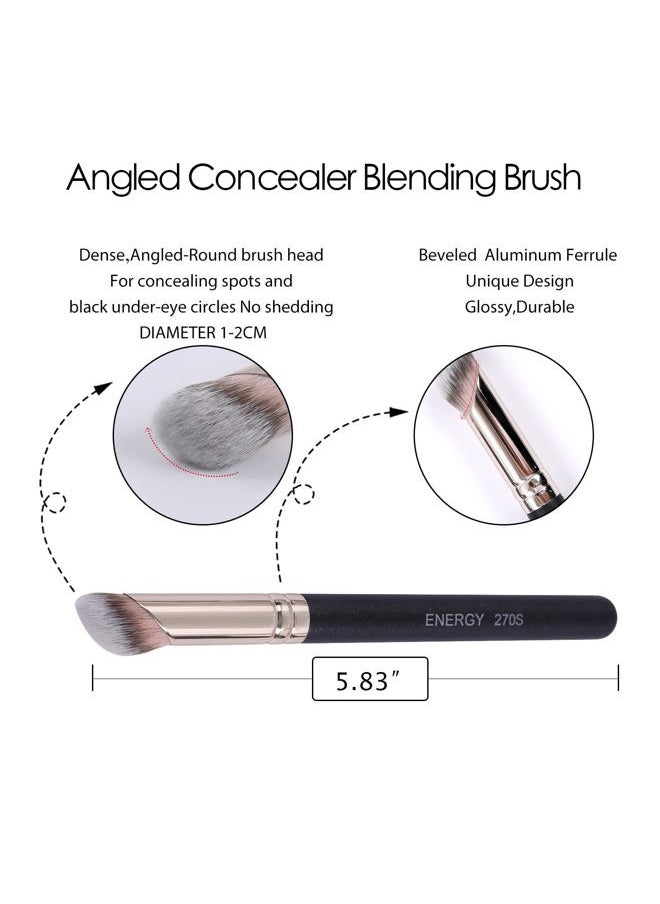 Foundation Brushes Set - Angled Brush & Mini Concealer Brush Premium Synthetic Eye Makeup Bushes for Blending Liquid Foundation Cream Powder Cosmetics 270S/370S