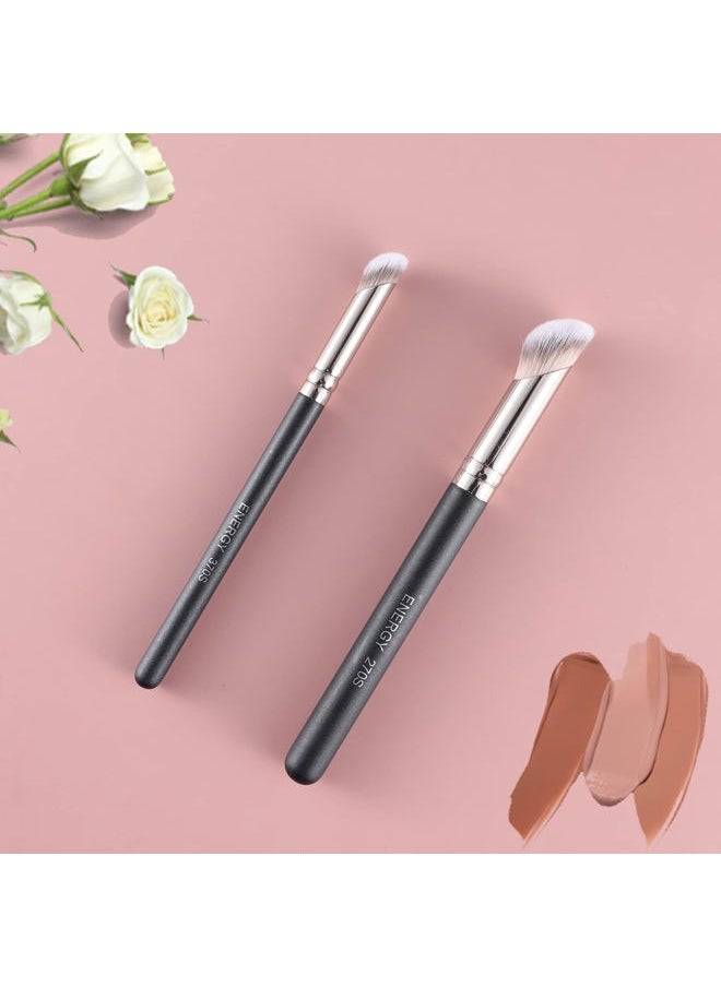 Foundation Brushes Set - Angled Brush & Mini Concealer Brush Premium Synthetic Eye Makeup Bushes for Blending Liquid Foundation Cream Powder Cosmetics 270S/370S