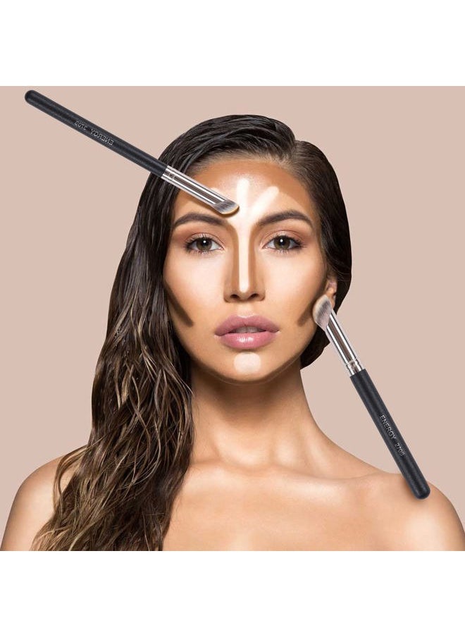 Foundation Brushes Set - Angled Brush & Mini Concealer Brush Premium Synthetic Eye Makeup Bushes for Blending Liquid Foundation Cream Powder Cosmetics 270S/370S