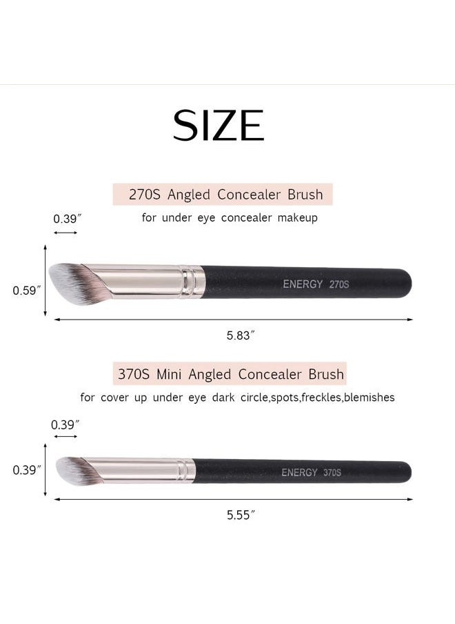 Foundation Brushes Set - Angled Brush & Mini Concealer Brush Premium Synthetic Eye Makeup Bushes for Blending Liquid Foundation Cream Powder Cosmetics 270S/370S