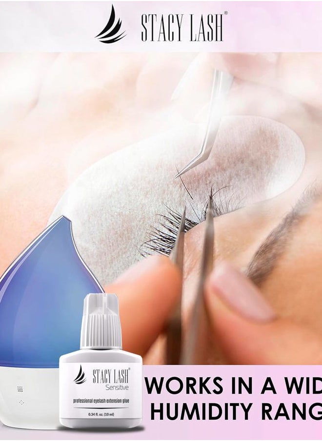Sensitive Eyelash Extension Glue Stacy Lash 0.34fl.oz/10ml / 5-6 Sec Drying time/Retention – 4-5 Weeks/Black Adhesive/Professional Supplies
