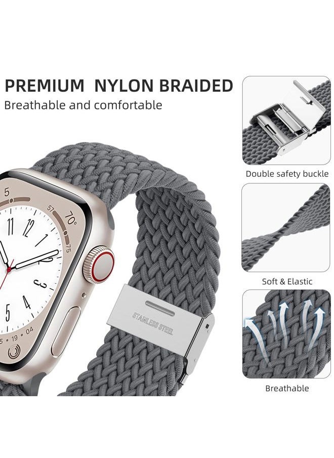 2 Pack Stretchy Solo Loop Compatible for Apple Watch Band 40mm 41mm 38mm Men Women,Braided Sport Strap Elastic Nylon Wristbands for iWatch Band Series 10 42mm/ 9 8 7 6 5 4 3 2 1 SE Ultra/Ultra2