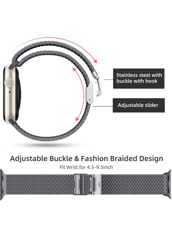 2 Pack Stretchy Solo Loop Compatible for Apple Watch Band 40mm 41mm 38mm Men Women,Braided Sport Strap Elastic Nylon Wristbands for iWatch Band Series 10 42mm/ 9 8 7 6 5 4 3 2 1 SE Ultra/Ultra2