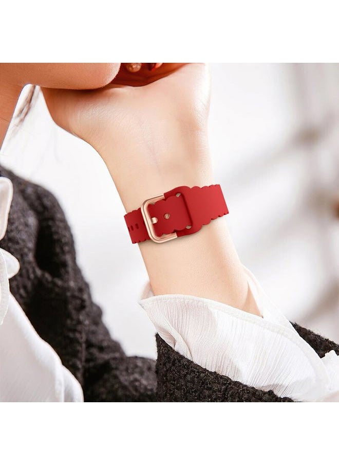 Lace Sport Silicone Band Compatible with Apple Watch 38mm 40mm 41mm 42mm 44mm 45mm 46mm 49mm for Women, Soft Wristband Waterproof Replacement for iWatch Series Ultra 10 9 8 SE 7 6 5 4 3 2 1