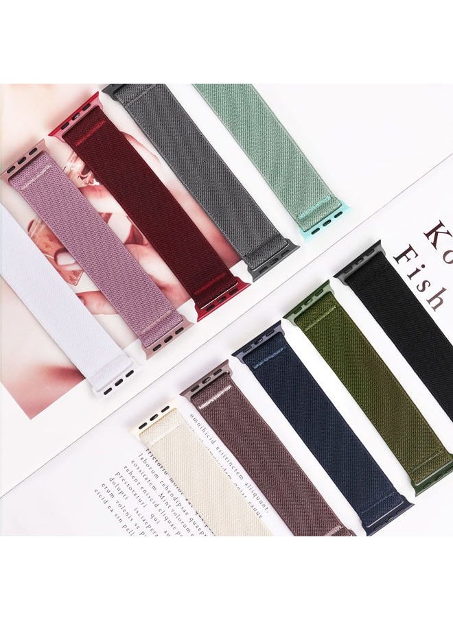 HILIMINY 10 Pack Stretchy Solo Loop Bands Compatible With Apple Watch 38mm 40mm 41mm, Elastic Nylon Sport Straps for iWatch SE Series 9 8 7 6 5 4 3 2 1, Braided No Buckles Men Women Wristband, A XS