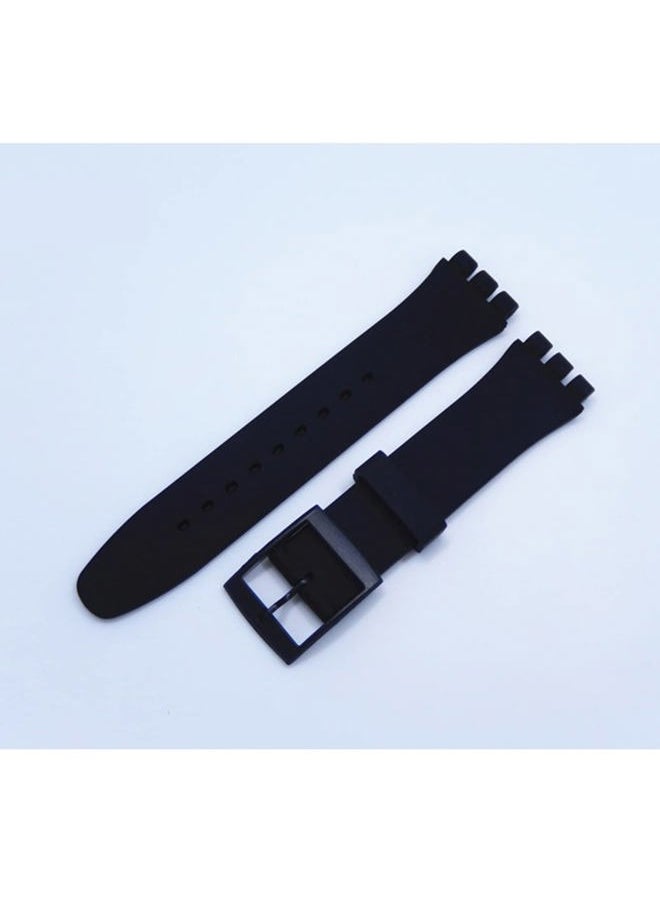 Replacement Silicone Band for Swatch 17mm 19mm 20mm, Waterproof Wristband Watch Strap for Swatch (19mm, Black)
