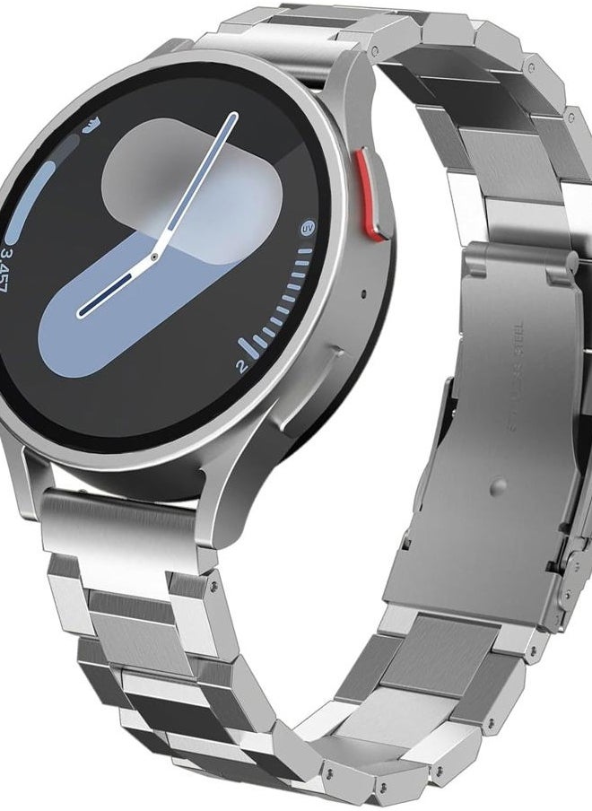 for Samsung Galaxy Watch 7 6 5 4 Band Watch 6 Classic 47mm Bands 5 Pro Galaxy Watch 4 Classic FE Band 45mm 43mm 44mm 40mm 46mm 42mm Men 20mm Stainless Steel Band Galaxy Watch 3 41mm, Silver