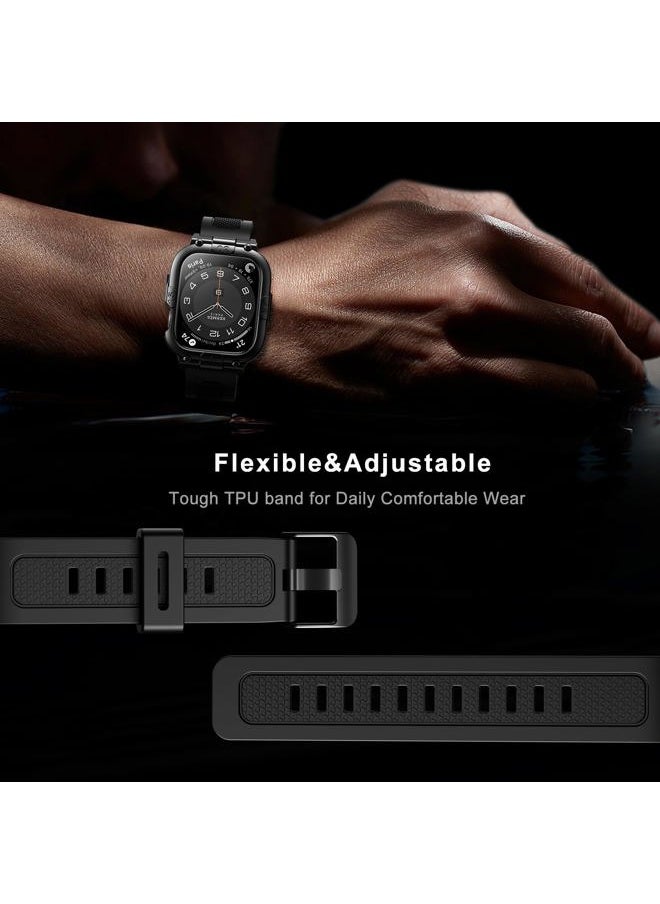 Sport Rugged Case with Band for Apple Watch Band 40mm, Waterproof Band with Screen Protector, 360°Protective Cover and Tough Black Bumper for iwatch Series 6 5 4 SE SE2 Men (Black,40mm)