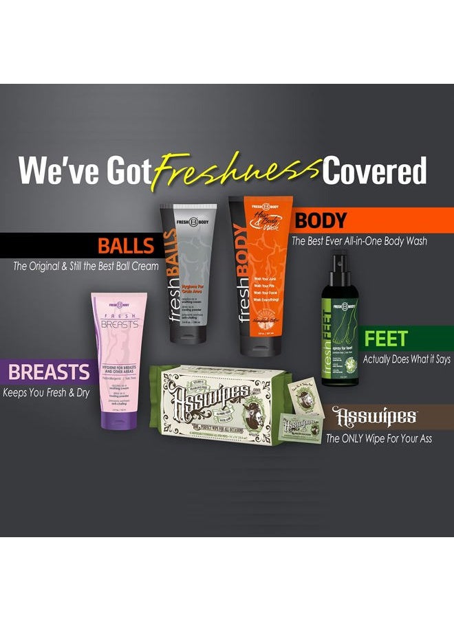 Fresh BALLS Deodorant Cream to Powder | Men's Anti-Chafing Lotion and Balls Deodorant, Hygiene for Groin Area, 3.4 fl oz (Pack of 6)