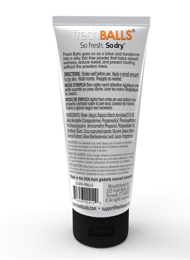Fresh BALLS Deodorant Cream to Powder | Men's Anti-Chafing Lotion and Balls Deodorant, Hygiene for Groin Area, 3.4 fl oz (Pack of 6)