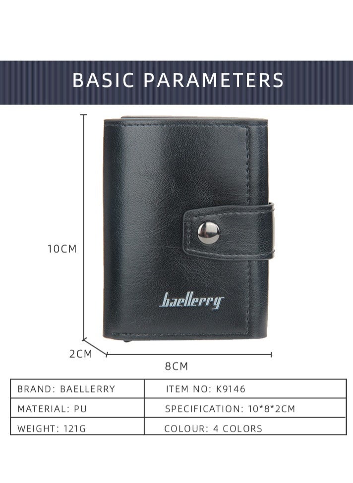 Men'S Wallet, Anti-Magnetic Theft, Short Buckle Automatic Card, Premium Card Holder Brown