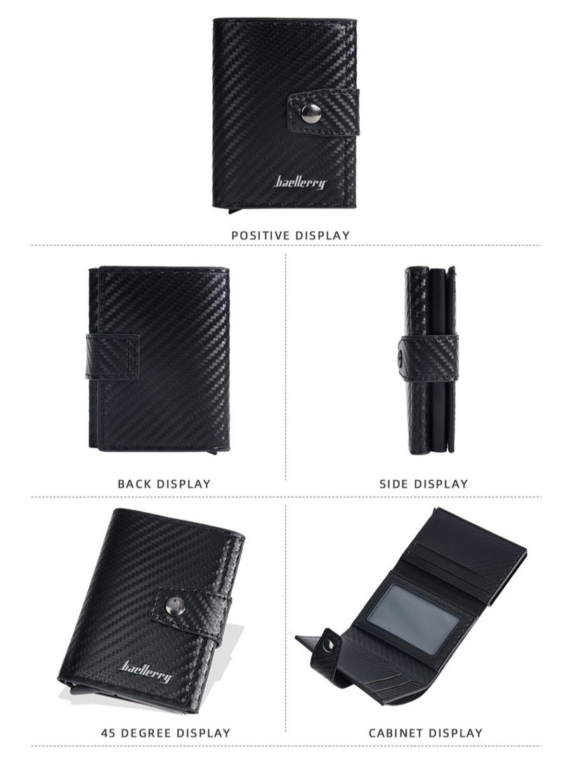 Men'S Wallet, Anti-Magnetic Theft, Short Buckle Automatic Card, Premium Card Holder Brown