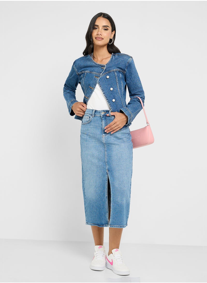 Front Slit Midi Skirt