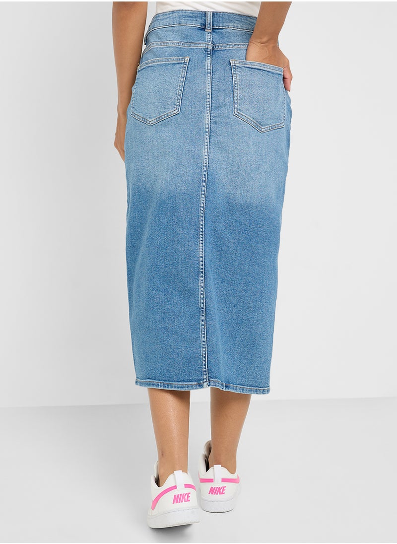 Front Slit Midi Skirt