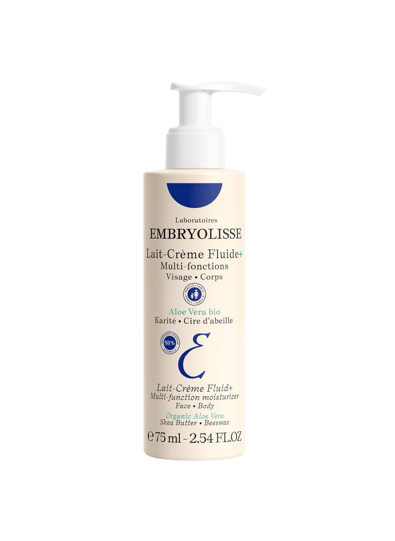 Embryolisse Lait Creme Fluid+ Face & Body Cream. Natural Lightweight Moisturizer for All Skin Types. Hydrating Lotion with Shea Butter & Aloe Vera, 2.54 Fl Oz