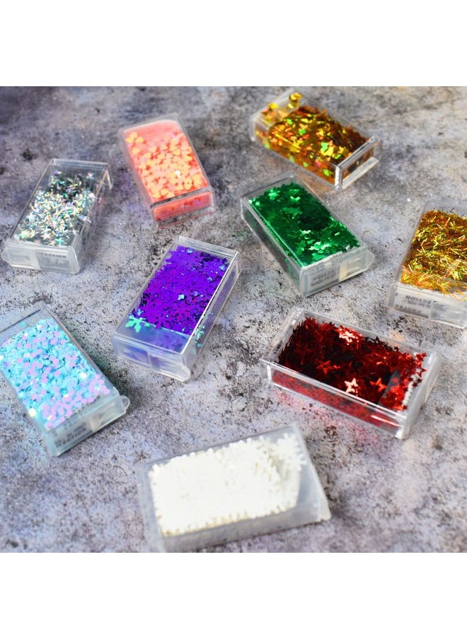 Glitter Wenida 9 Bottle Christmas Holographic Iridescent Chameleon Laser Festival Sequins Snowflakes Tree Craft Chunky Glitter for Arts Face Hair Body Nail