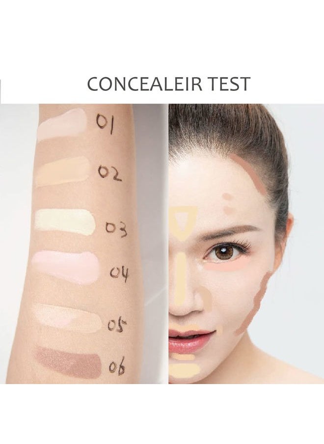 Concealer Contour Palette, 6 In 1 Color Correcting Concealer Contour Makeup Palette, Contouring Foundation Highlighting Makeup Kit for Dark Circles, Blemish With 2 Packs Brush (2#)
