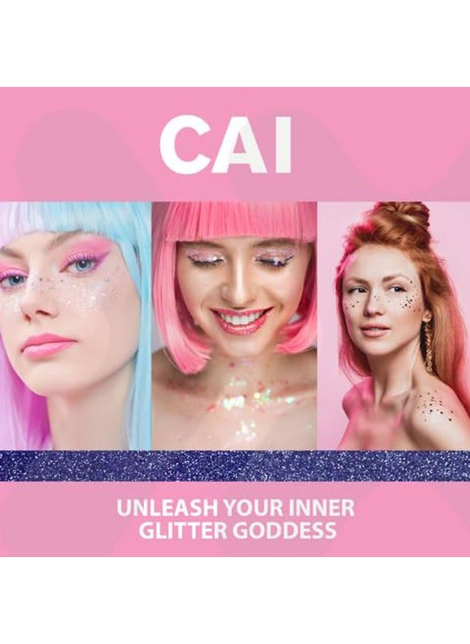 Body Glitter Gel- Face, Body & Hair (5 Pk Unicorn) Chunky Iridescent Holograph Stars & Moon, 3 oz | Cosmetic-Grade Makeup, Apply Without Glue, Easy to Take Off & Keep Skin Cleanat Raves