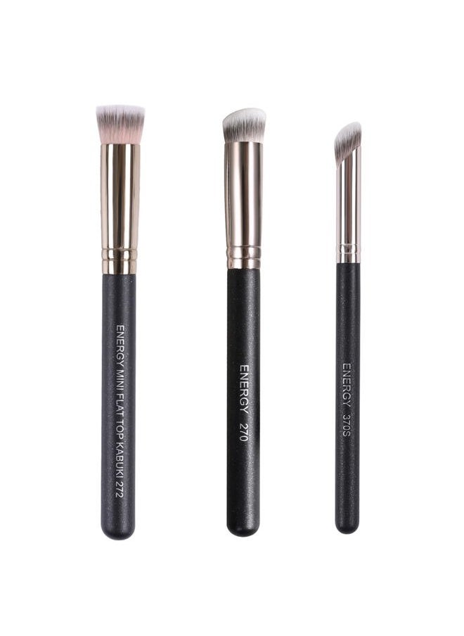Concealer Brush Set Professional Angle Under Eye Concealer Brushes Flat Top Perfect For Eye Concealer Foundation Blending Liquid Cream or Flawless Powder Cosmetics Buffing Stippling
