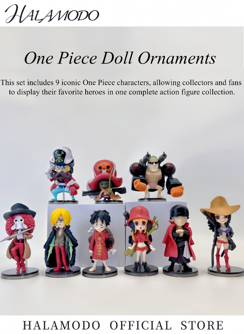 9PCS One Piece Doll Ornaments Action Figures Anime Figurines Heroes Figures Model Toy Collectible Model Toy Statues Gift for Kids in Birthday Party