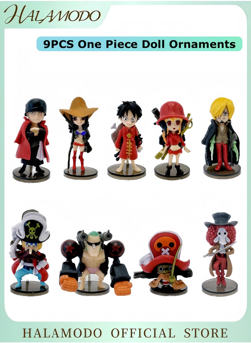 9PCS One Piece Doll Ornaments Action Figures Anime Figurines Heroes Figures Model Toy Collectible Model Toy Statues Gift for Kids in Birthday Party