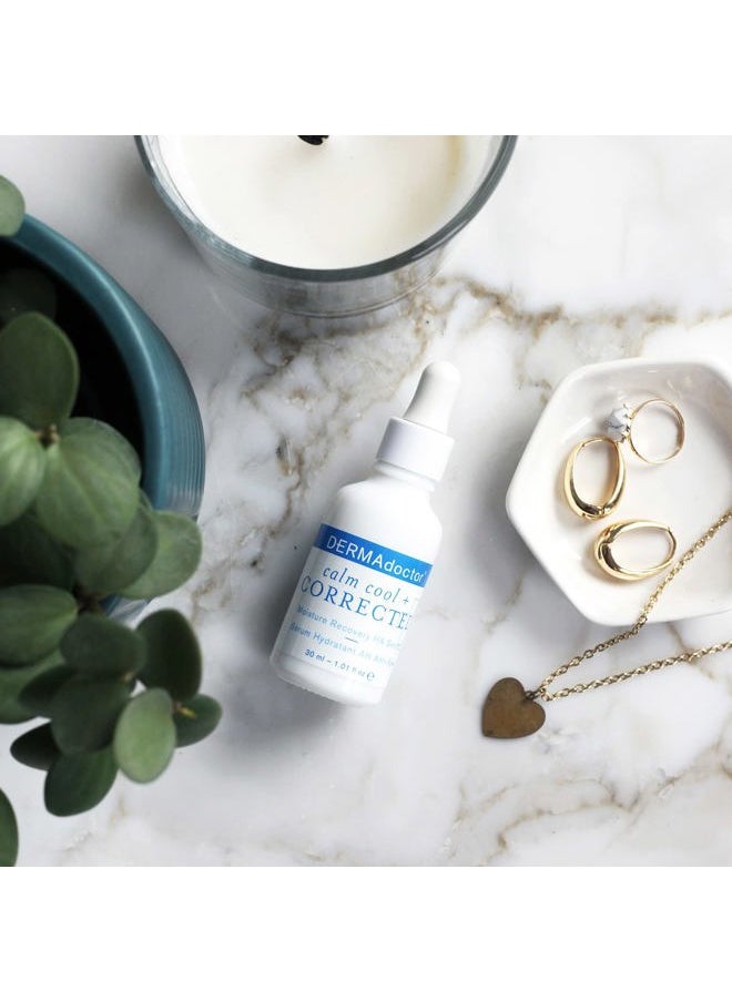 Calm Cool + Corrected Dermatologist Formulated Moisture Recovery Hyaluronic Acid Serum with Vitamin C & Niacinamide; Hydrating & Brightening Anti Aging Serum for Sensitive Skin - 1 fl oz