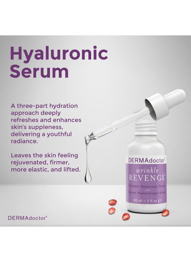Wrinkle Revenge Dermatologist Formulated Anti Aging Hyaluronic Acid Serum for Face, Hydrating Serum, Wrinkle Filler & Hydrating Primer Fragrance Free - 1 fl oz