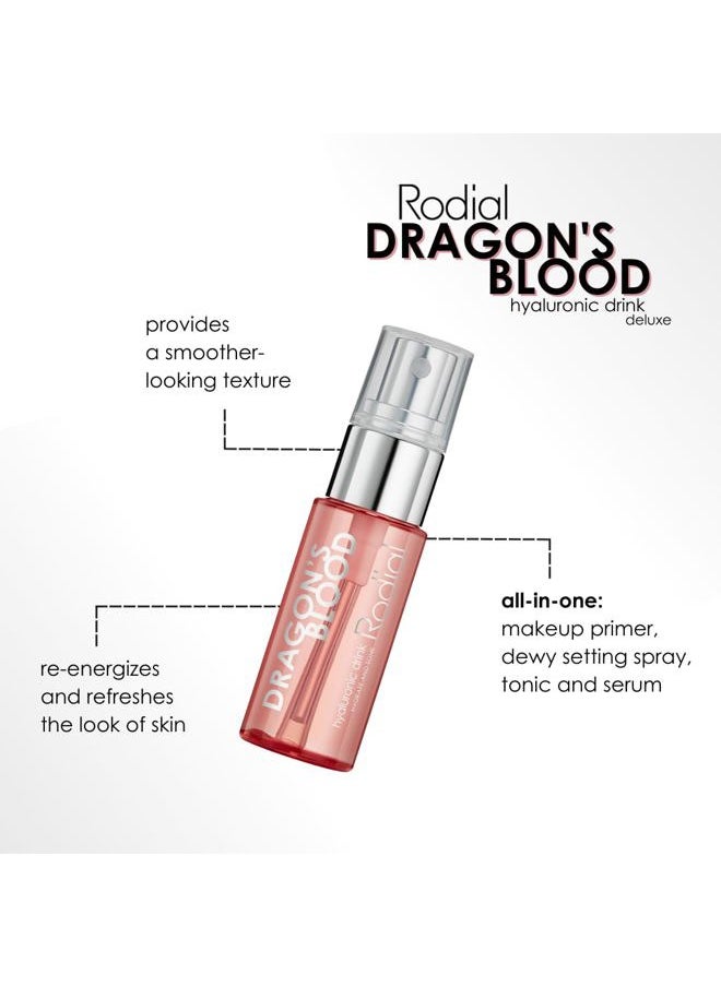 Dragons Blood Hyaluronic Drink 1.0 fl. oz. - Hydrating Makeup Primer, Dewy Setting Spray, Tonic and Nourishing Face Serum to Soothe and Replenish the Skin