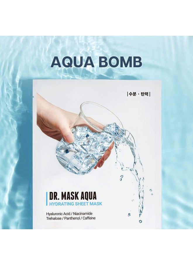 ] Dr. Mask AQUA (5 ea.) - 7 Layers of Hyaluronic Acid Facial Mask Sheet with Niacinamide (Vitamin B3) and Panthenol (Vitamin B5)