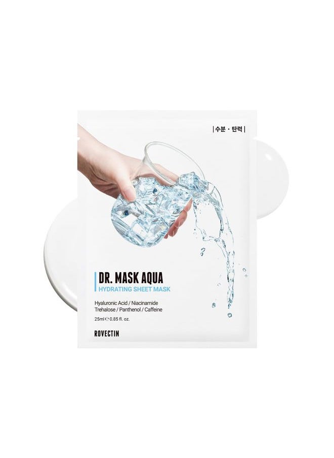 ] Dr. Mask AQUA (5 ea.) - 7 Layers of Hyaluronic Acid Facial Mask Sheet with Niacinamide (Vitamin B3) and Panthenol (Vitamin B5)