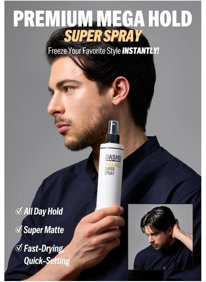 Premium Mega Hold Super Spray 8.45fl oz – Extra Strong Hold, Dryness Prevention, All-Natural Ingredients
