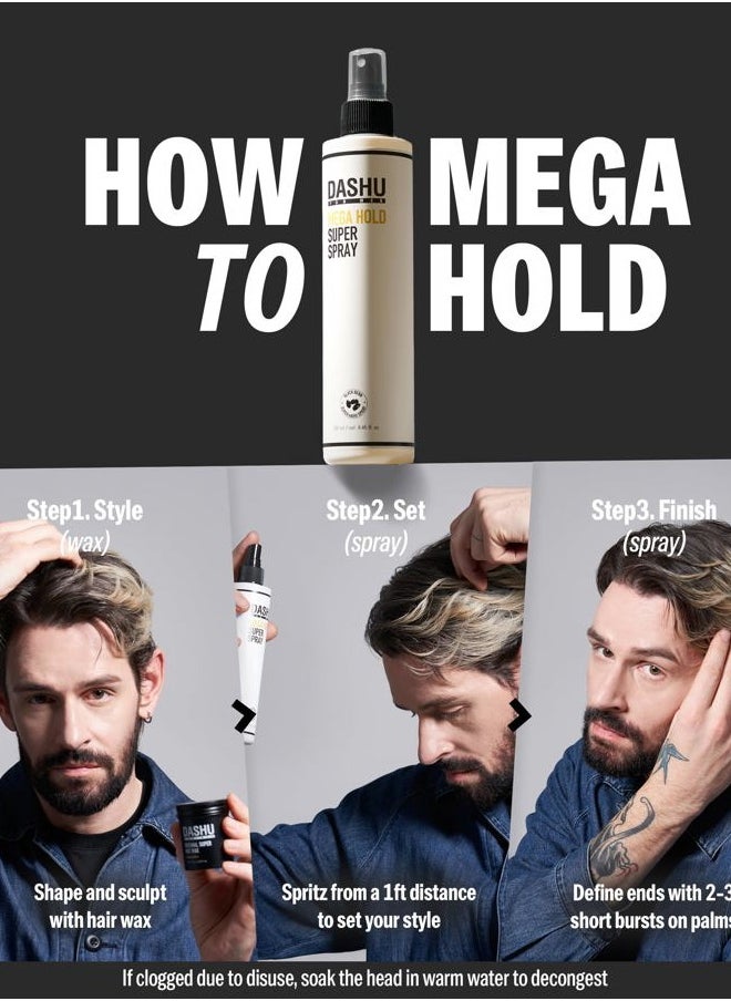 Premium Mega Hold Super Spray 8.45fl oz – Extra Strong Hold, Dryness Prevention, All-Natural Ingredients