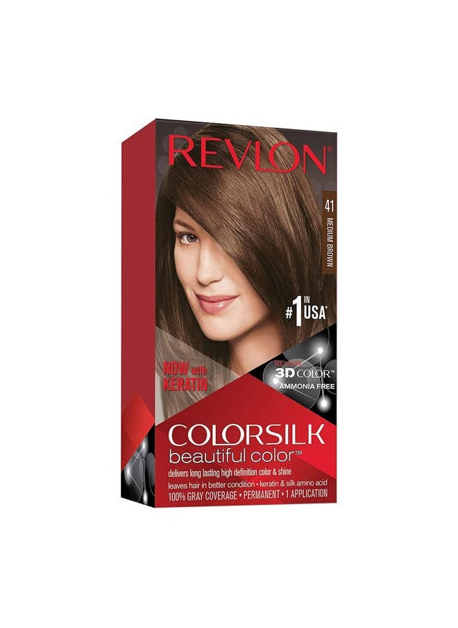 Revlon ColorSilk Beautiful Color 41 Medium Brown 1 ea (Pack of 5)