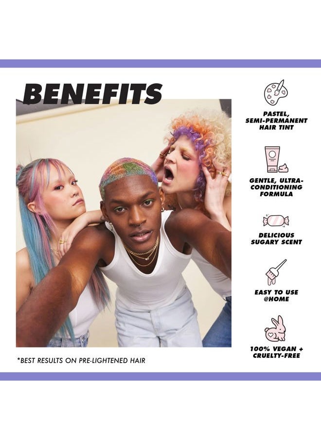 Pastel Colored Unicorn Hair Tint, Cloud (Periwinkle Blue) - Damage-Free Semi-Permanent Hair Color Conditions & Moisturizes - Temporary Hair Dye Kit Has Sugary Citrus Vanilla Scent - Vegan