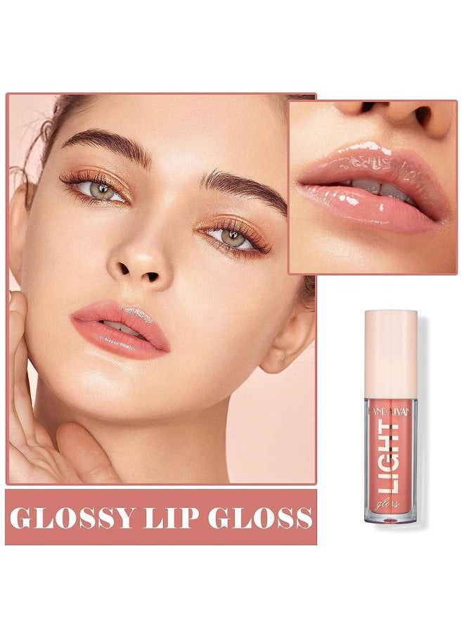 Moisturizing Lipgloss Set 6PCS Smooth Hydrating Lip Gloss Neutral Nude Nourishing Glossy Lipgloss for Women and Girls (Moisturizing, 6PCS Set B)
