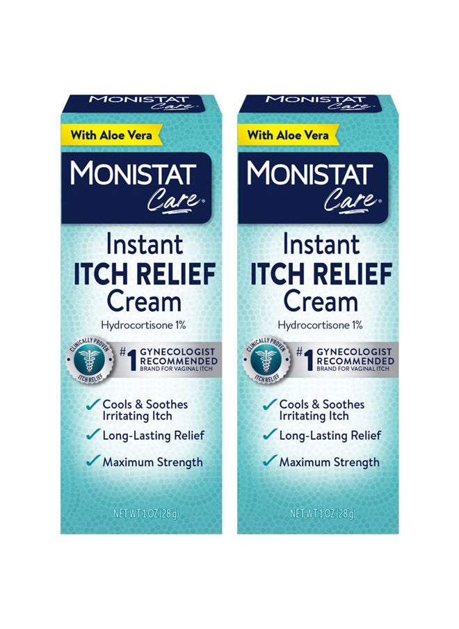 Instant Itch Relief Cream for Women, Maximum Strength Feminine Itch Care, 1 oz, 2 Pack