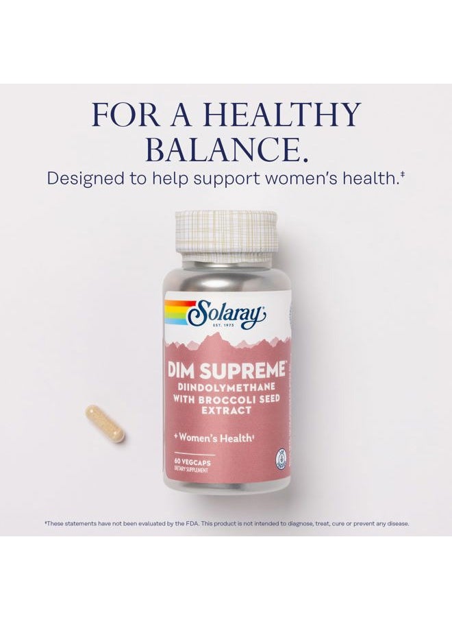 DIM Supreme - DIM Supplement 100mg - Diindolylmethane DIM Complex with Broccoli Seed Extract and Bioflavonoids - Women's Health and Balance Support - 60-Day Guarantee - 60 Servings, 60 VegCaps